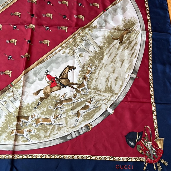 Gucci Silk Scarf with Equestrian Hunt Theme - Picture 3 of 11